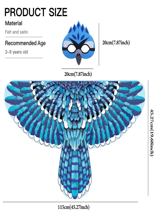 D.Q.Z Bird-Wings-Owl-Costume for Kids with Mask, Dress Up Clothes for Boys Girls Eagle Role Play Hallowen Party (Blue) - Image 5